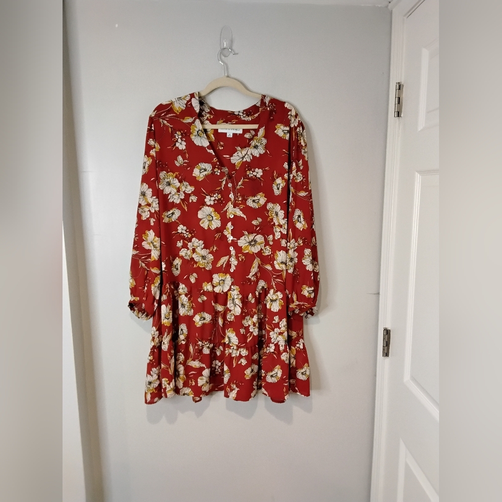 Emma & Michele Vibrant Red Floral Dress